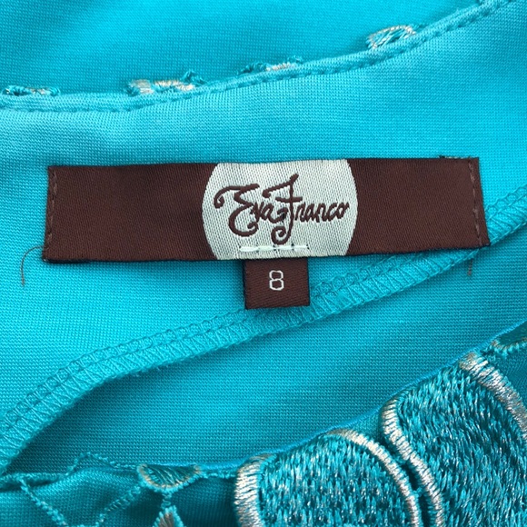 Eva Franco Teal Green Lace Popover Sheath Dress - Picture 5 of 8